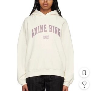 NWT ANINE BING Women's Cream and White Hoodie, Size XS
